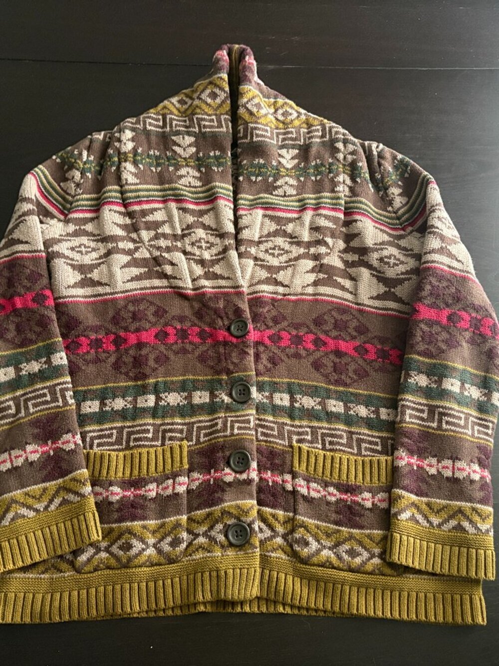 Womens Eddie Bauer Aztec Navajo Southwestern Cotton Cardigan Sweater Large